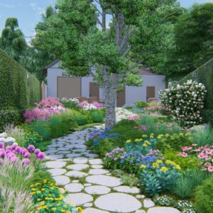 Jardín naturalista en la sierra de Madrid Servicio de paisajismo 3D abierto al jardin
